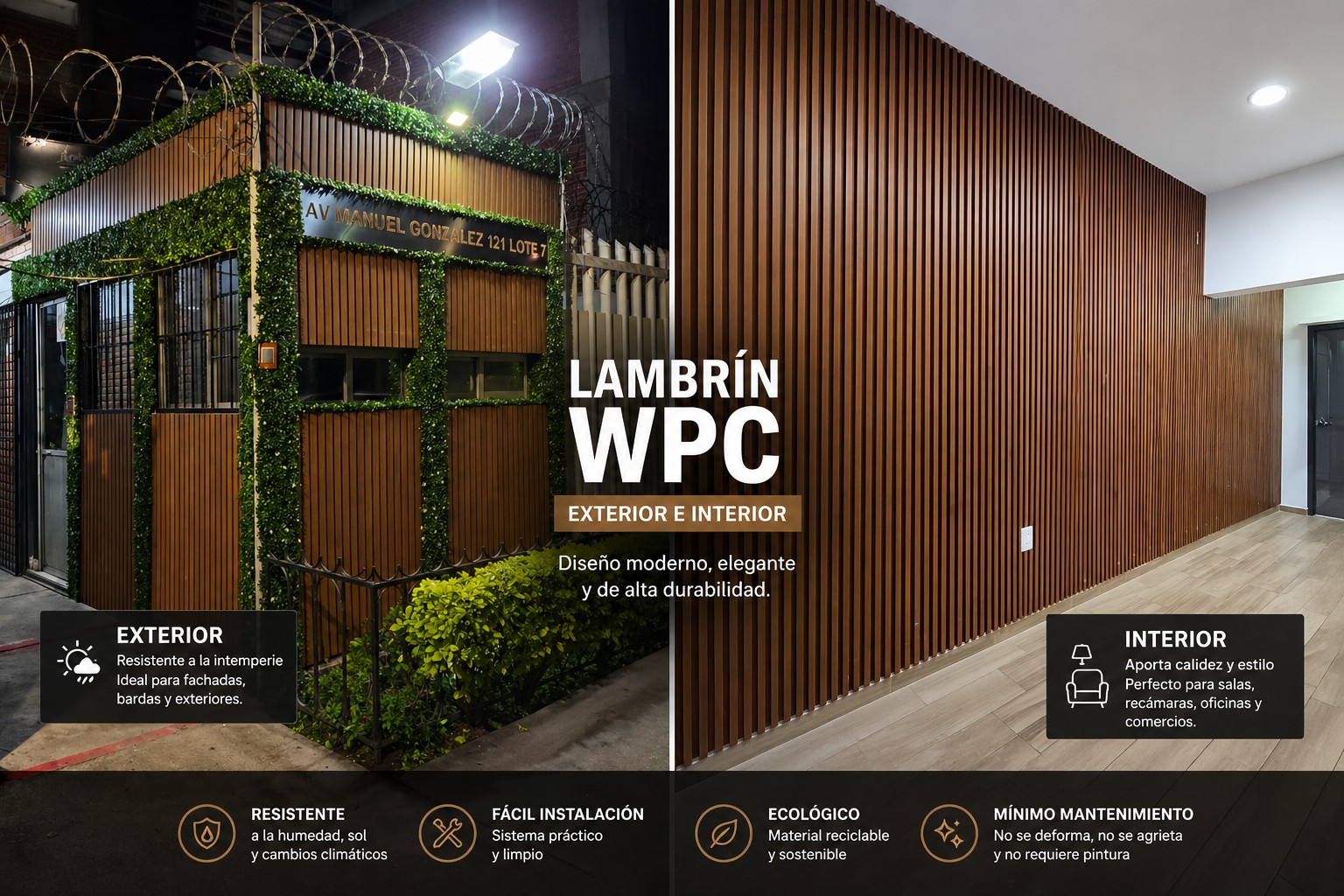 Lambrín WPC y PVC para interior y exterior