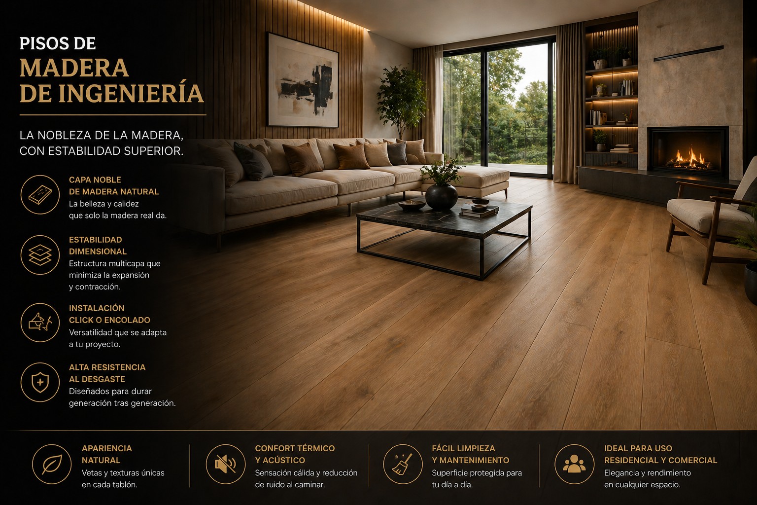 Madera de ingeniería premium para interiores