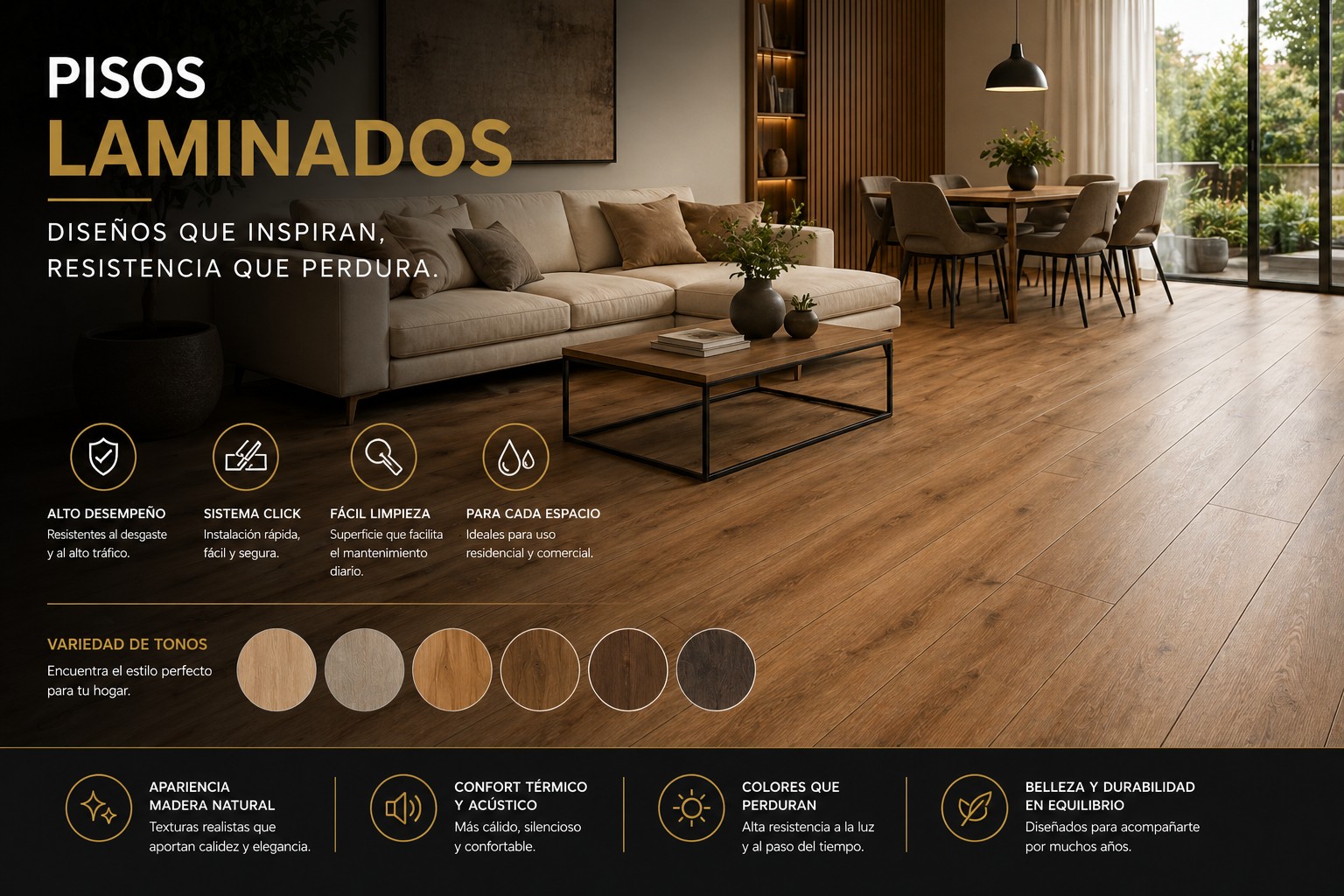 Piso laminado moderno con envío a México